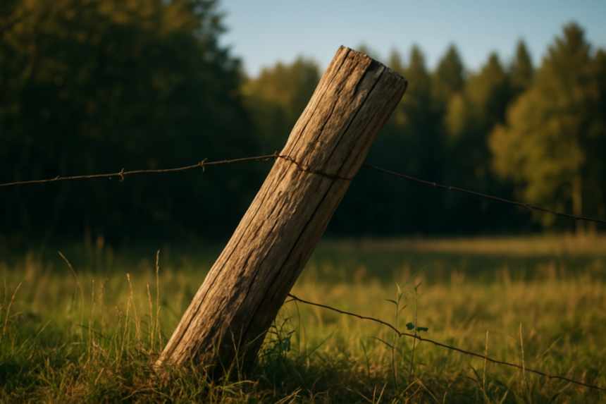 disturbed fence post
