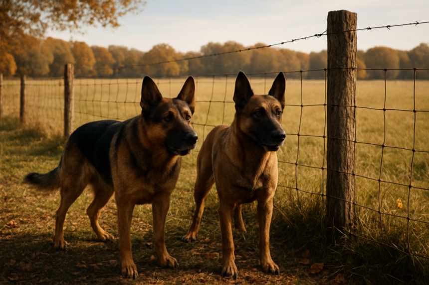 shaking dogs at fence