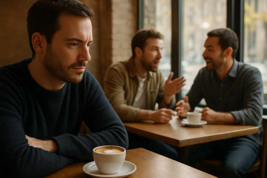Cafe eavesdropping scene