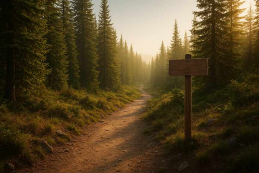 Empty wilderness trail scene