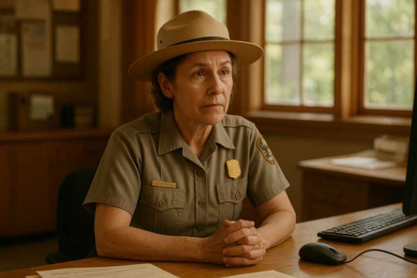 Female ranger at desk