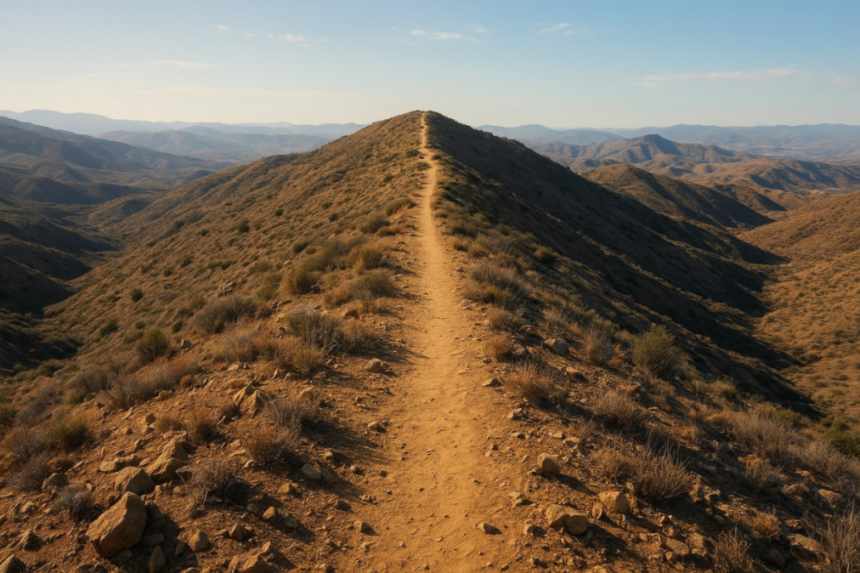 Exposed ridge trail landscape