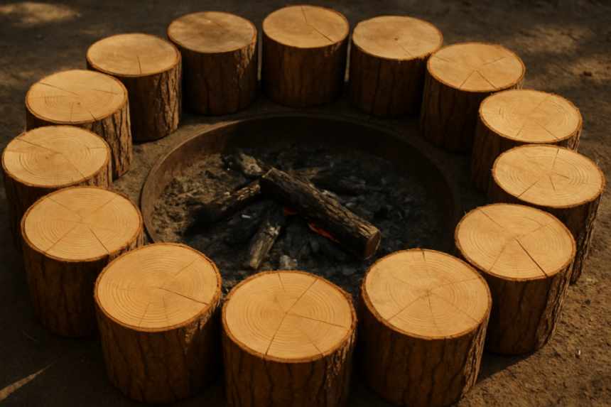 stacked firewood circle