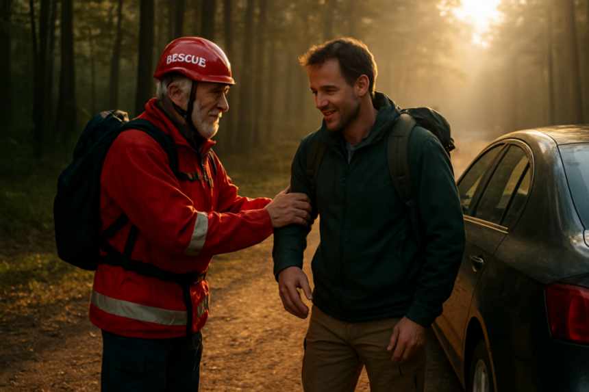 Rescue at forest edge