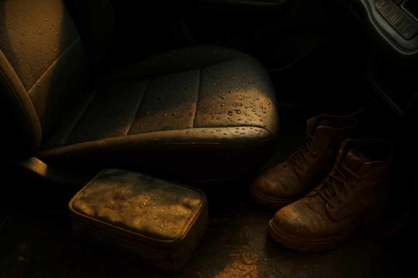 wet car seat detail