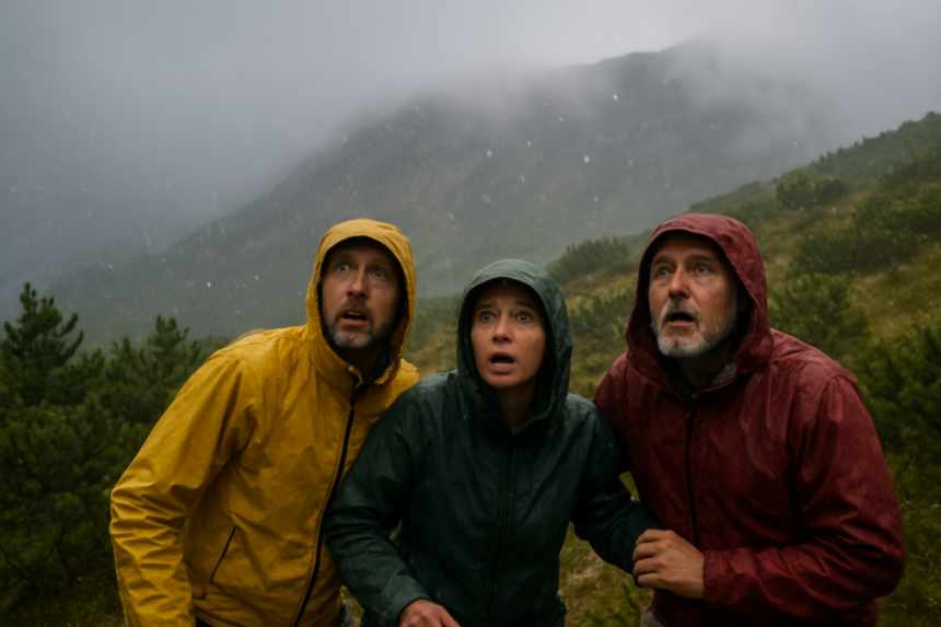 Adults watching stormed-in ridge