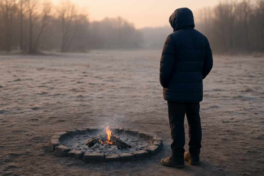 Mysterious fire pit glow