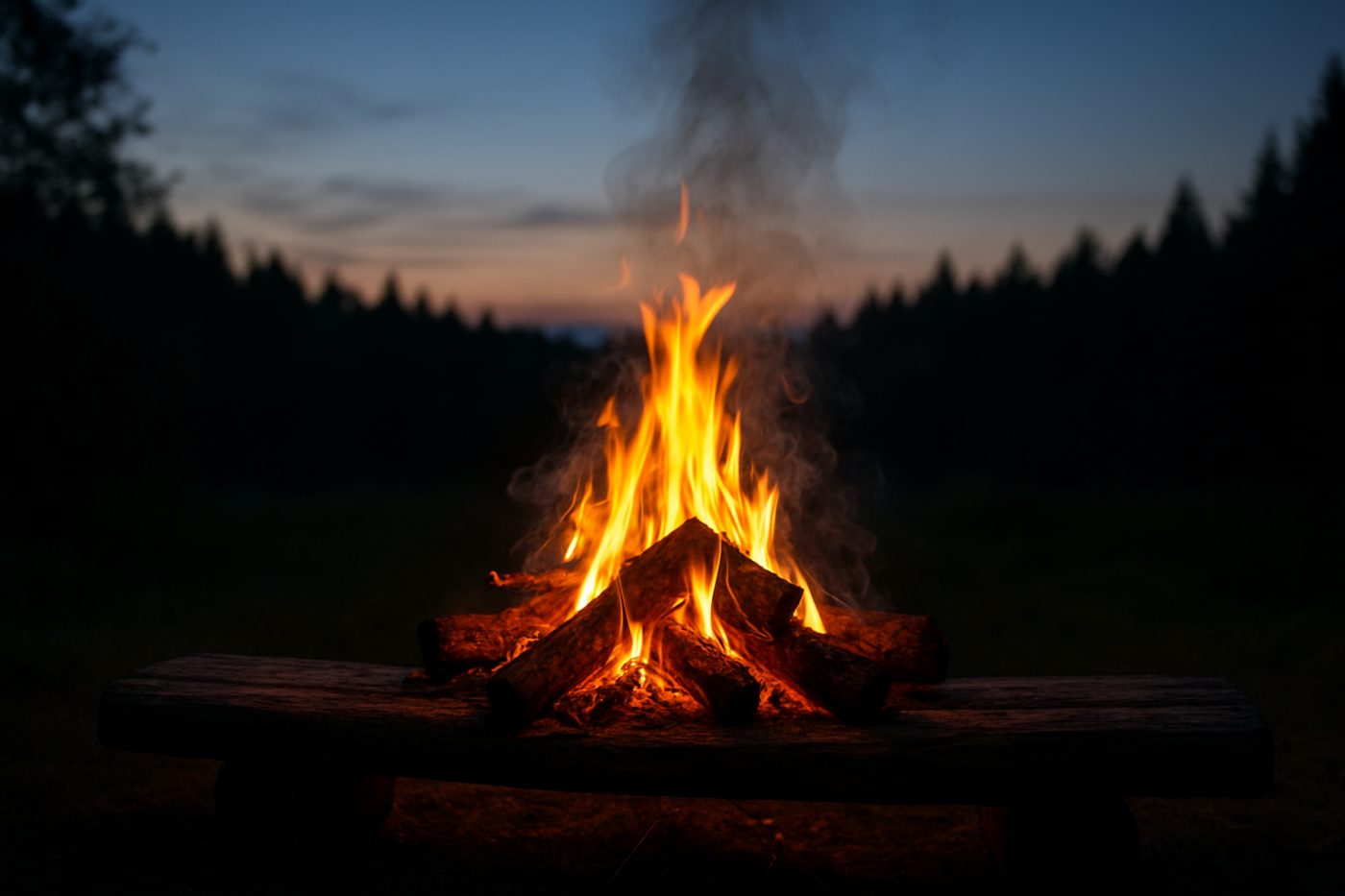 Campfire at dawn
