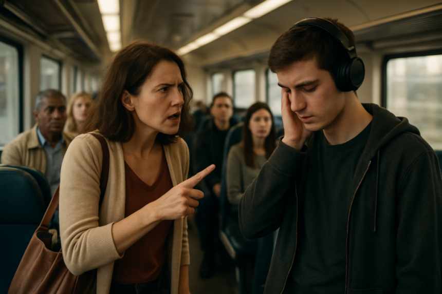 Train aisle confrontation