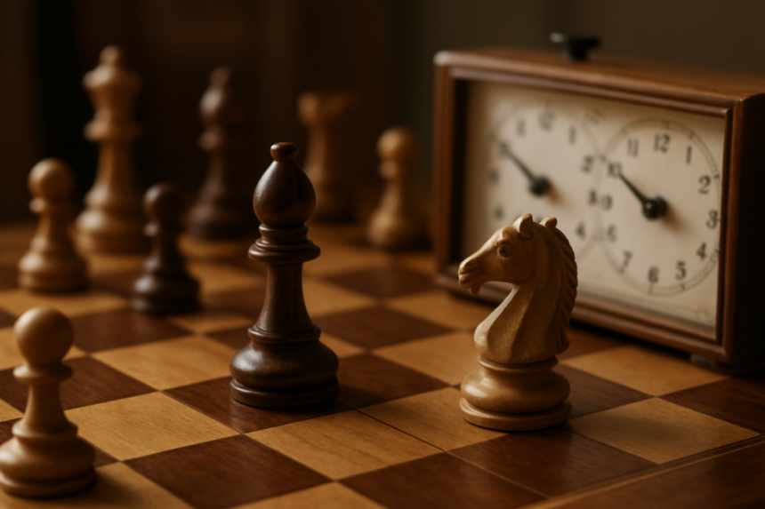 Chessboard showing bishop blunder
