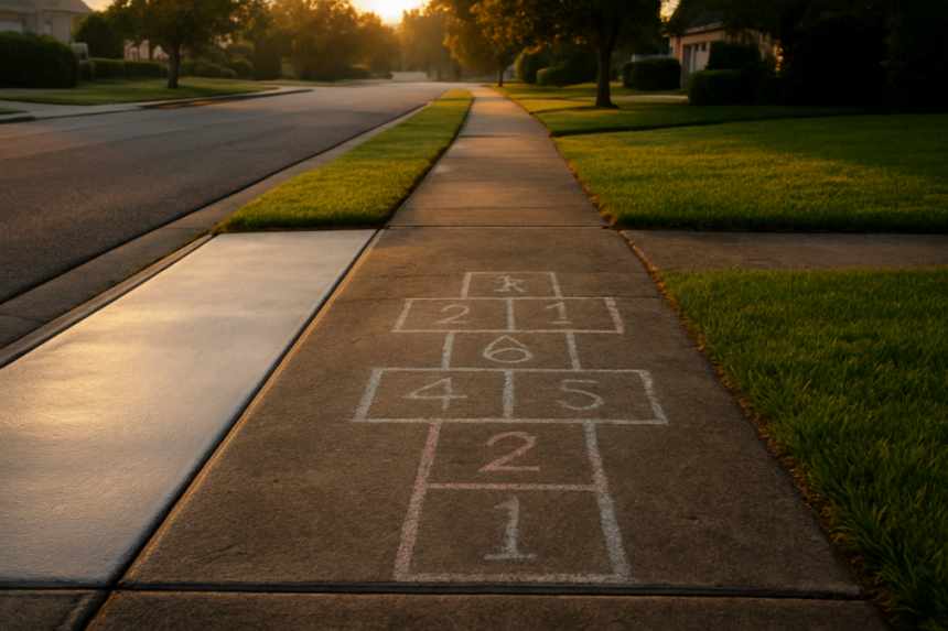 HOA pressure-washed sidewalk