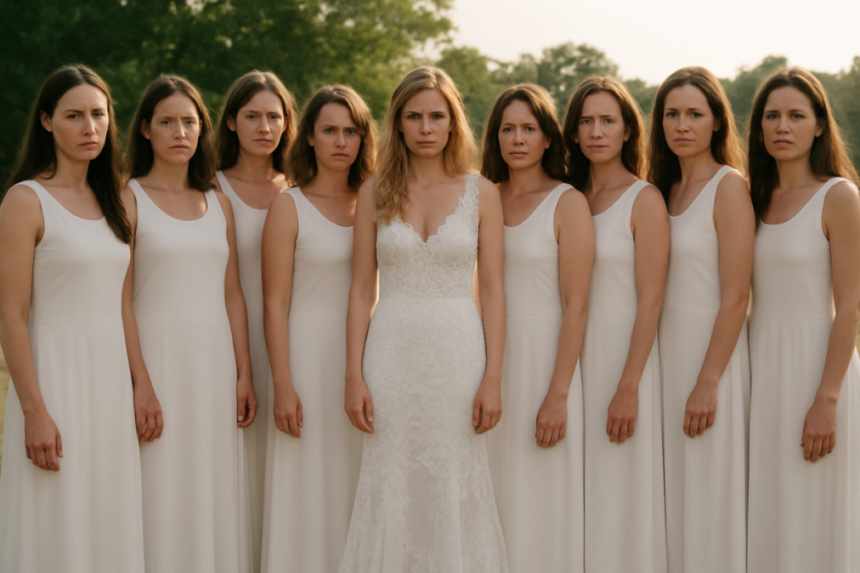 bridesmaids and mother-in-law in white