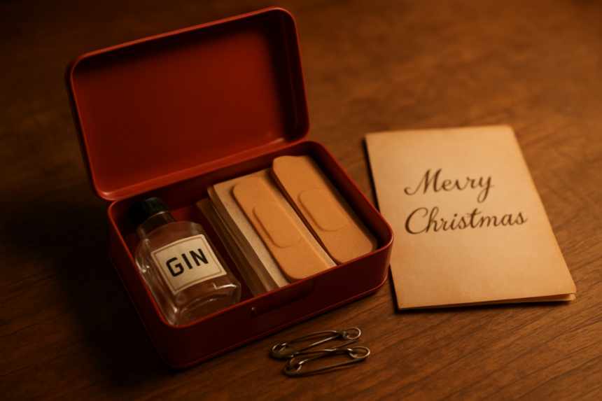 emergency kit and Christmas card