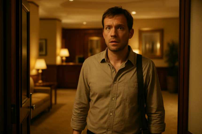 confused guest in hotel lobby