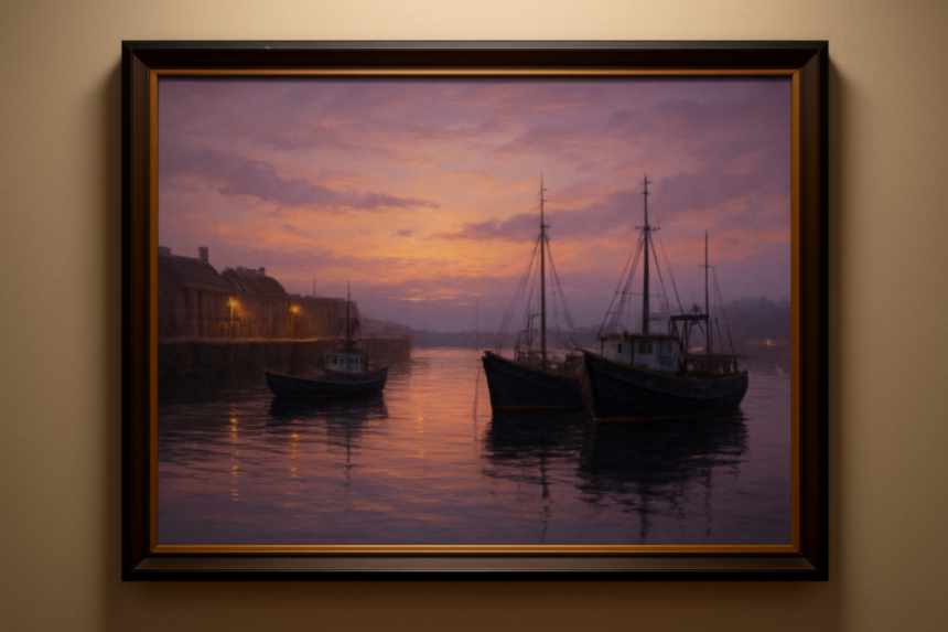 harbour painting hotel wall