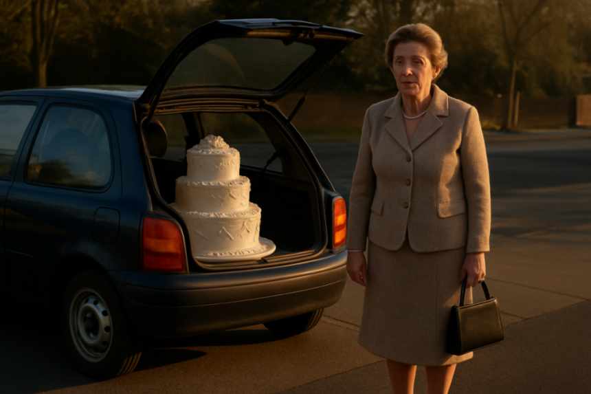 aunt with cake in car