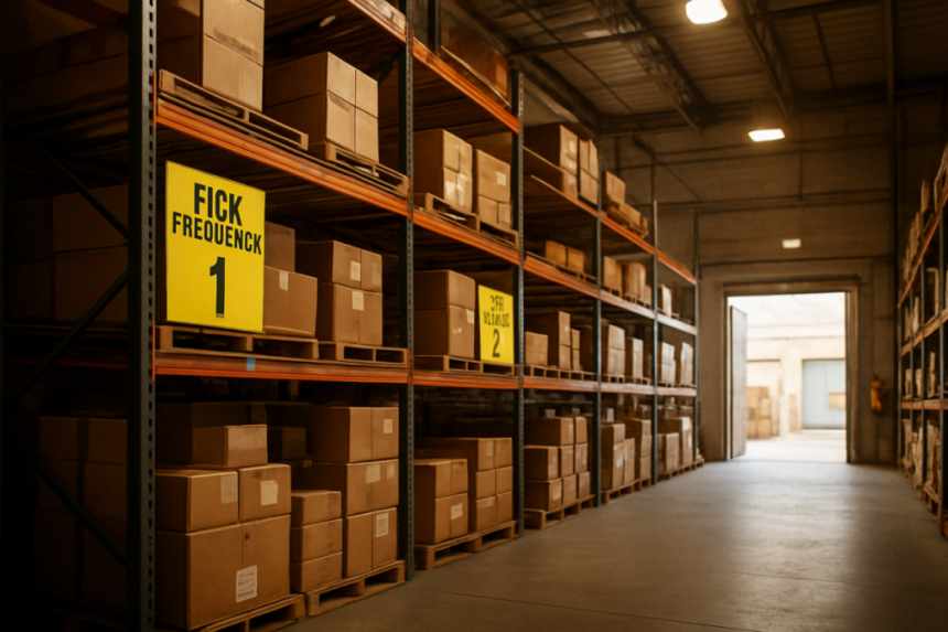 reorganized warehouse shelves