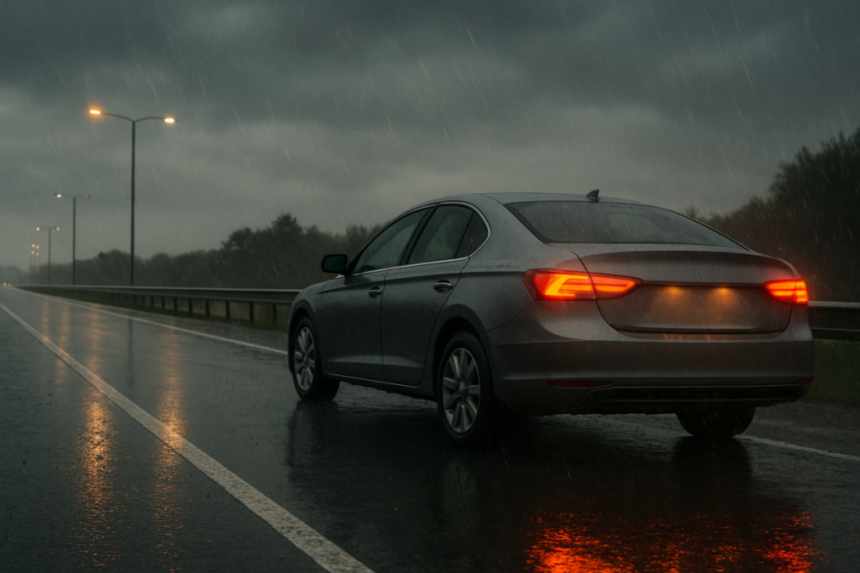 motorway hard shoulder rain