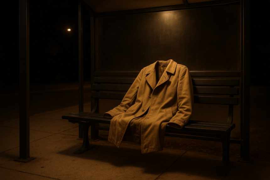 Coat left on bus stop bench
