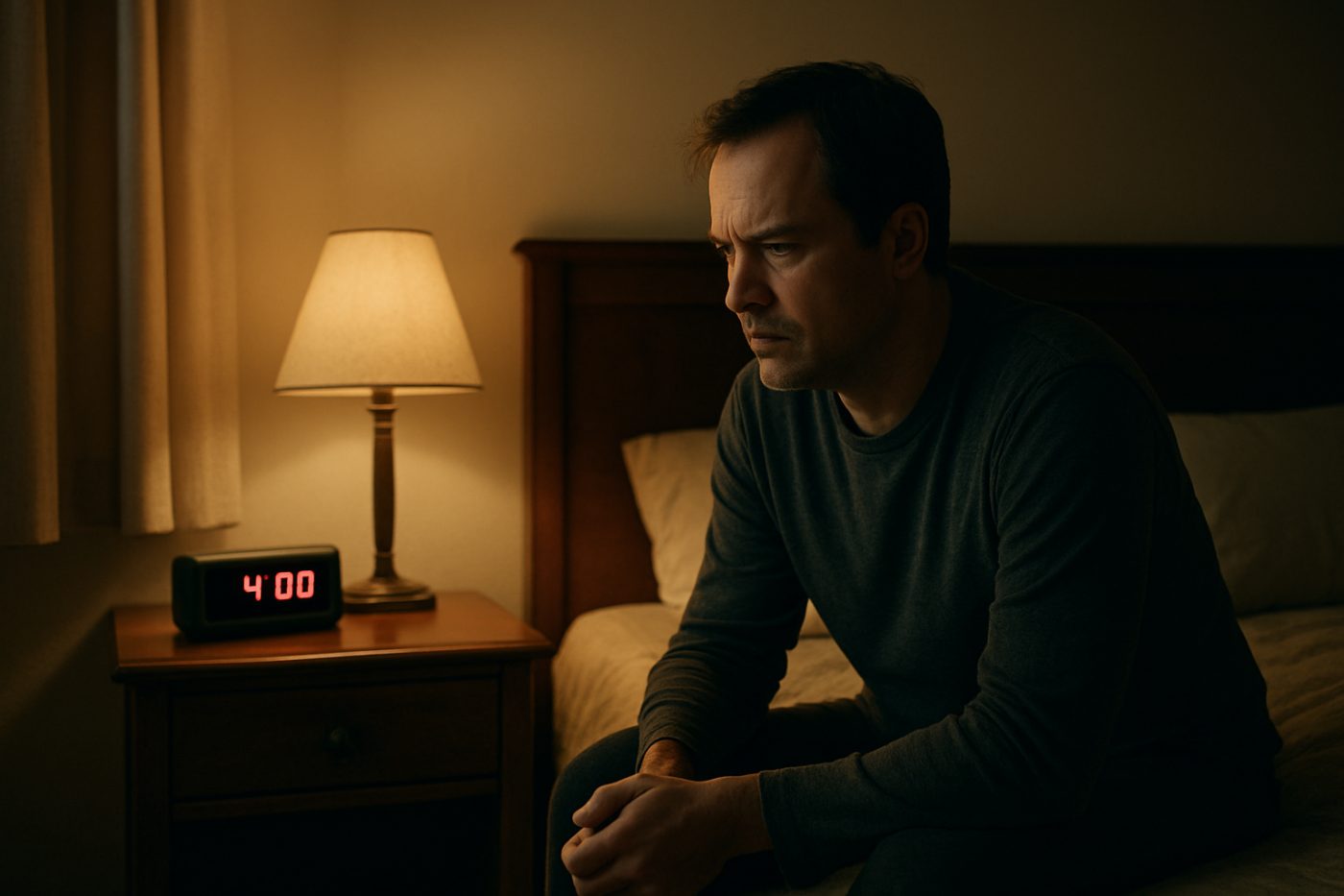 Adult watching empty bed foot