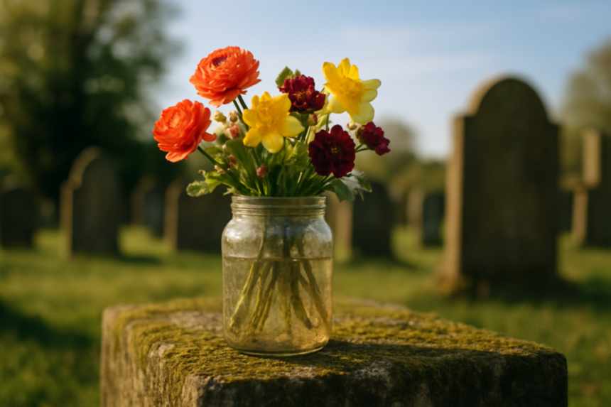 jam jar with flowers
