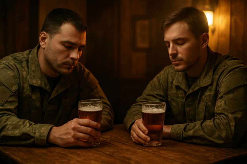 Soldiers in pub conversation
