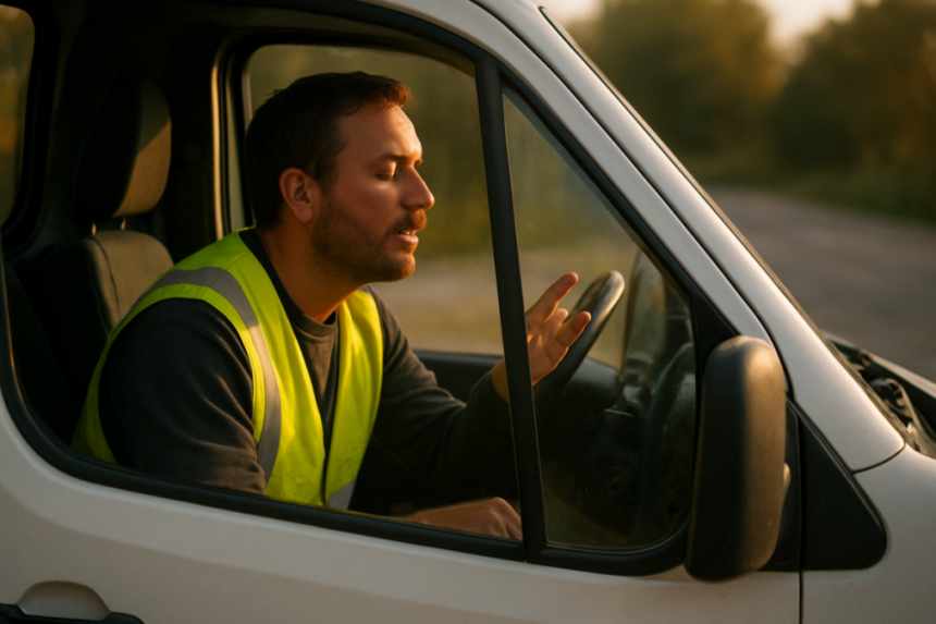 contemplative driver speaking aloud