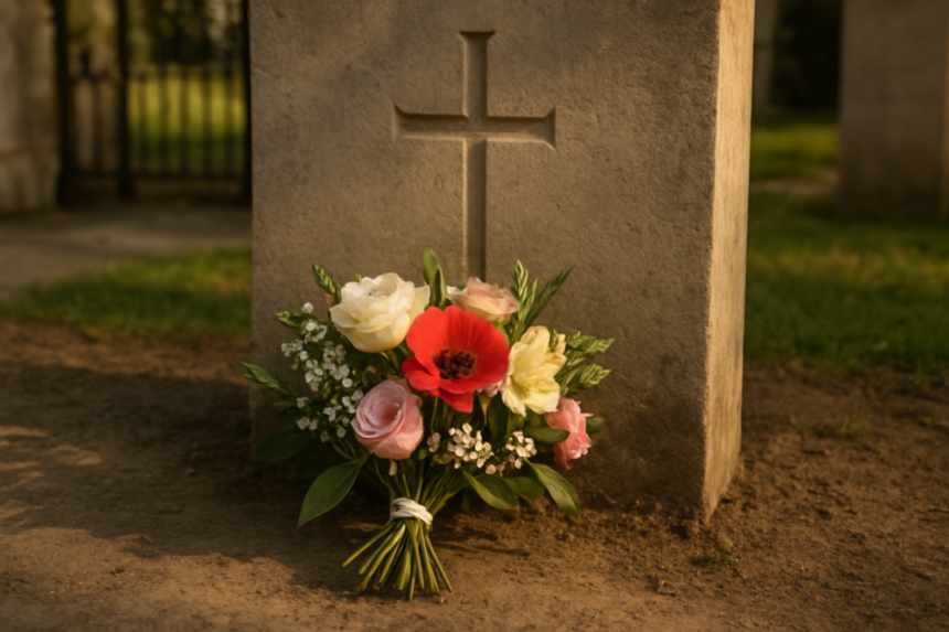 flowers on war grave