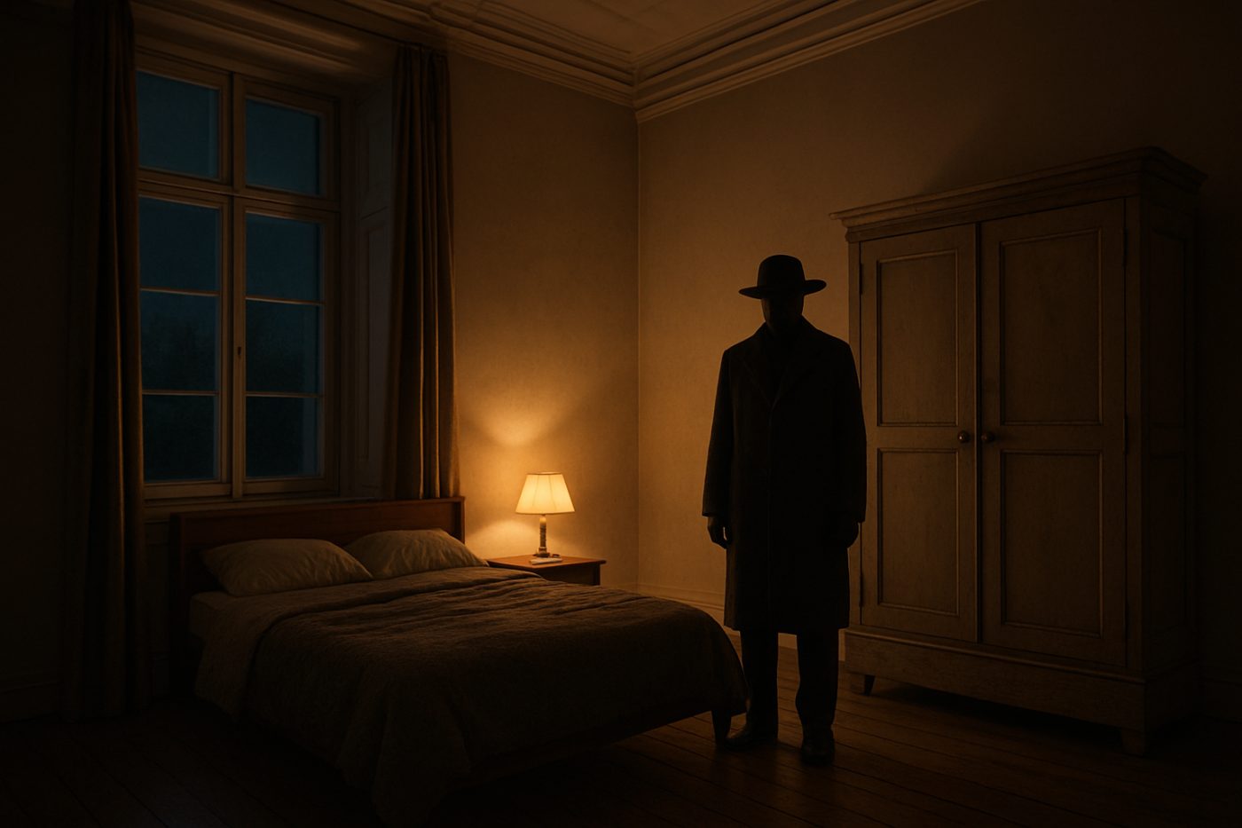 shadow hat man in bedroom