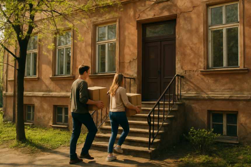 new tenants moving into flat