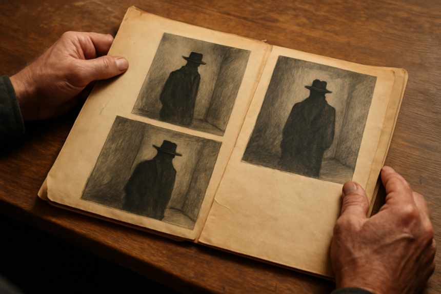 folder of hat man drawings