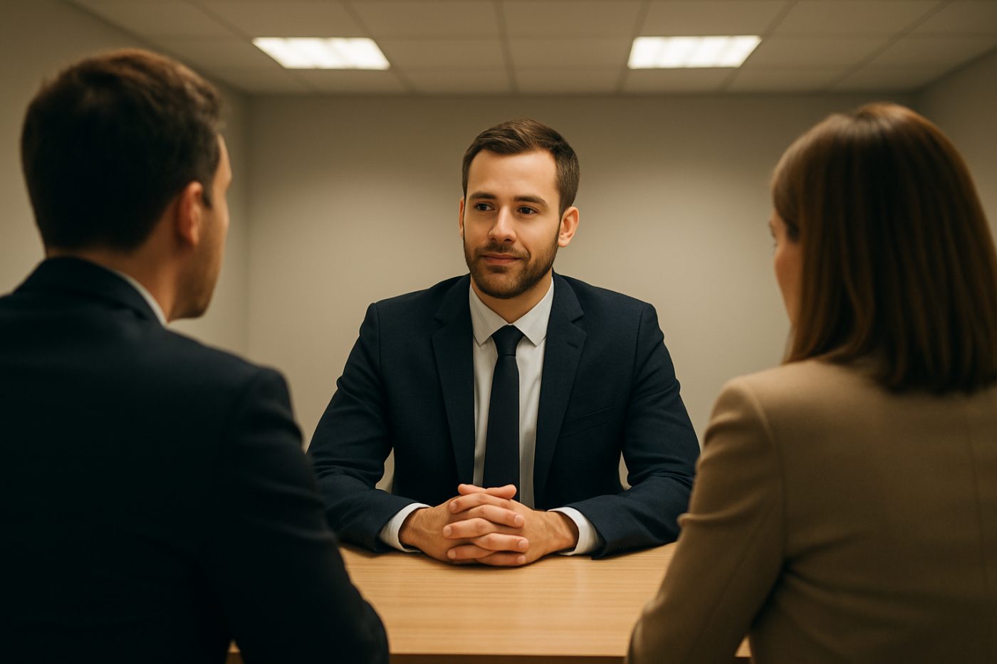 Confident job interview moment