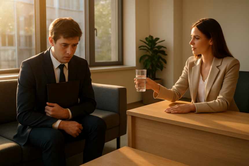 Interview waiting room scene