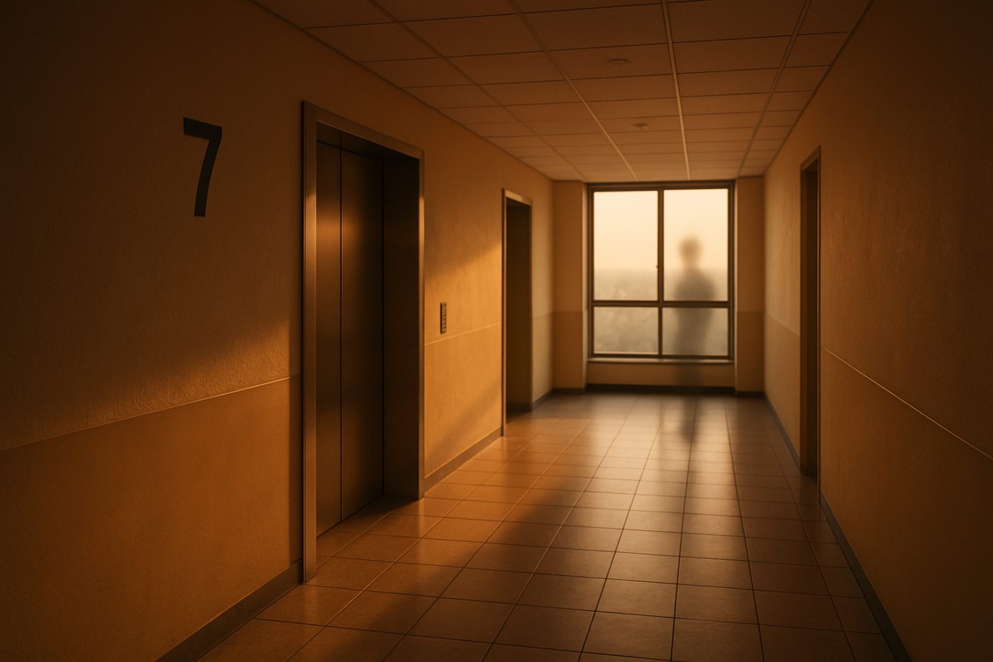 Empty lift corridor fading silhouette