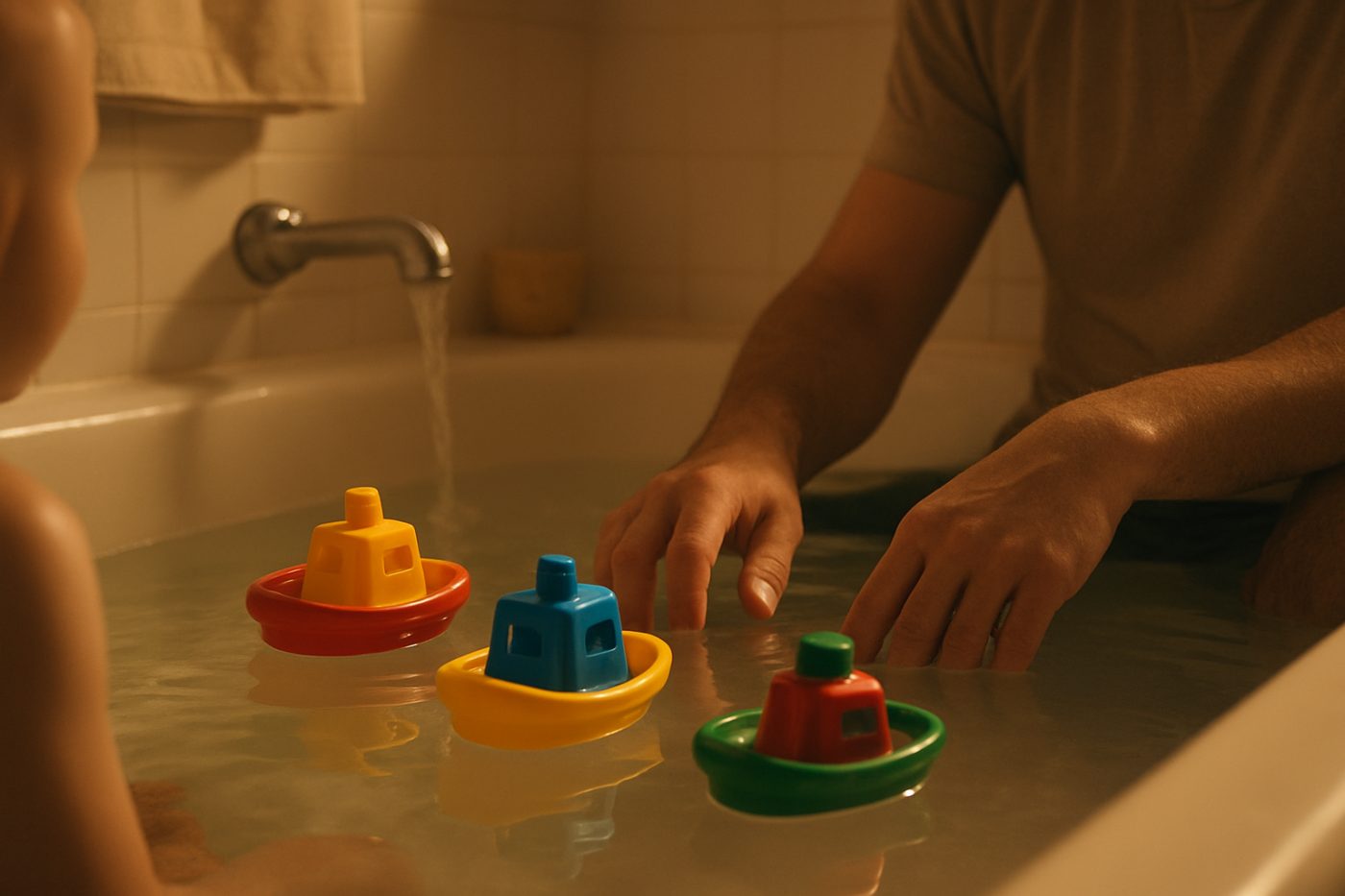 quiet bath time with toys