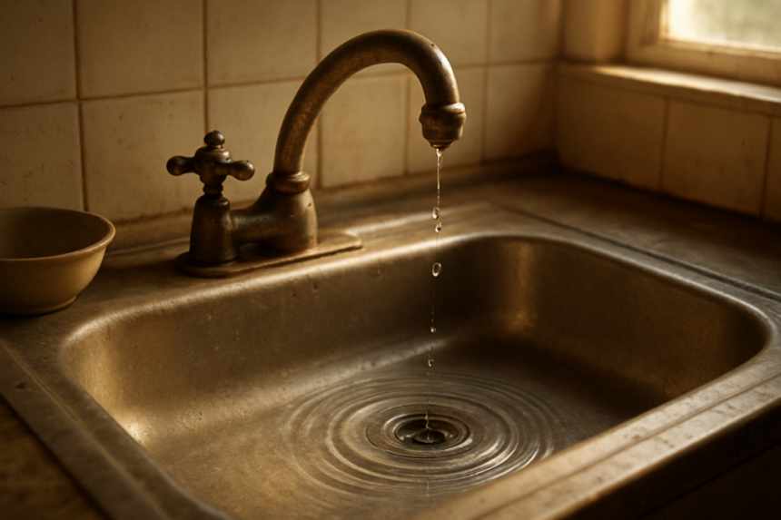 Dripping tap close-up