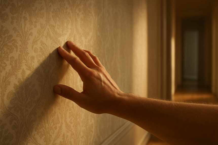 Tapping on hollow wallpaper