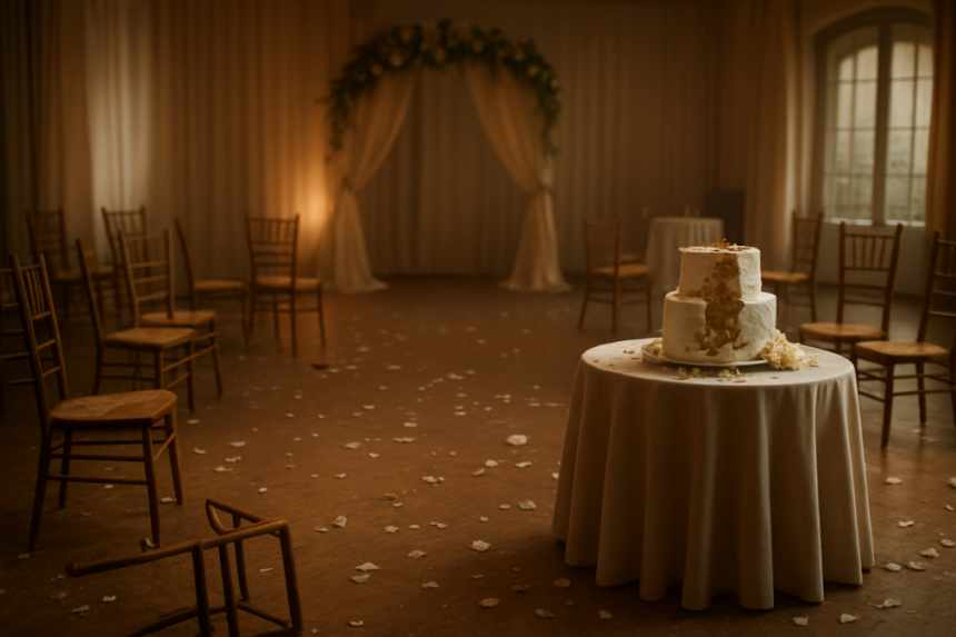 Abandoned wedding chaos