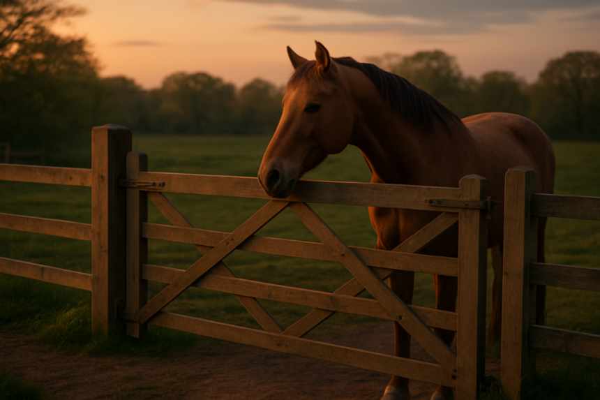ghostly horse at gate
