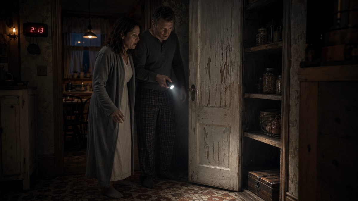 couple discovering box in house