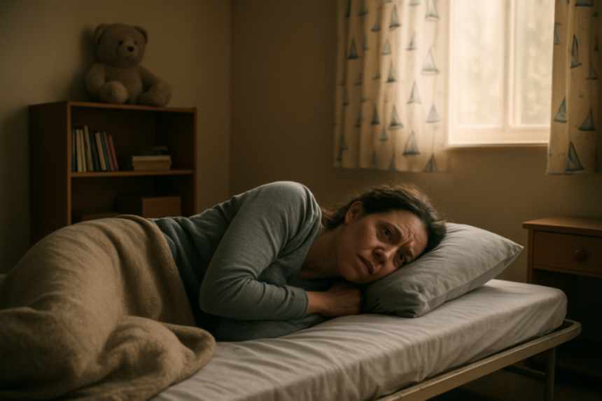 mother awake in child’s room