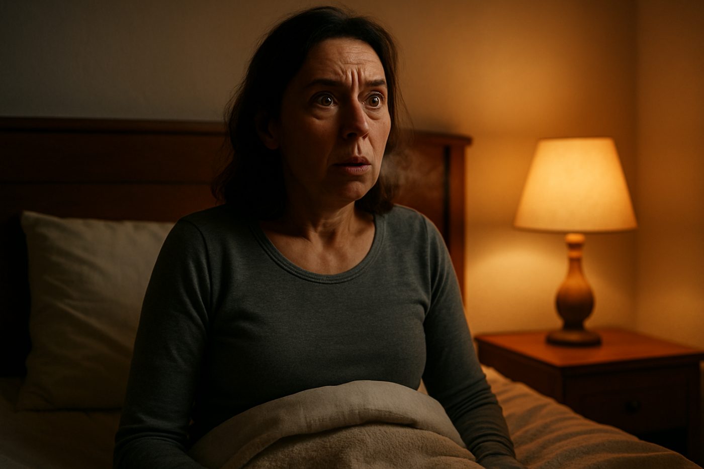 woman awake in bed