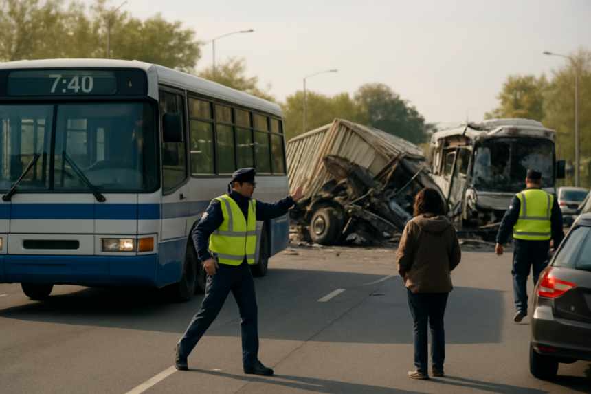 Traffic stop after bus accident