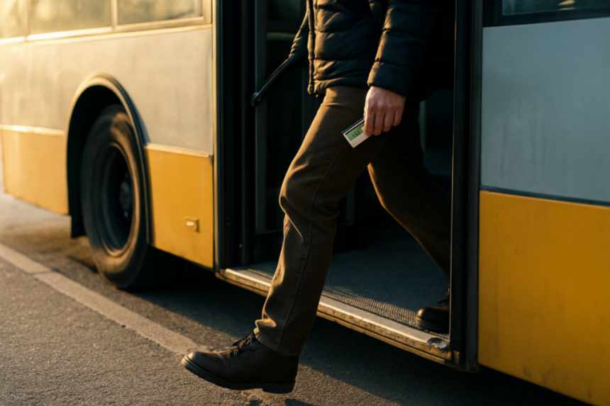 Frozen legs at bus door