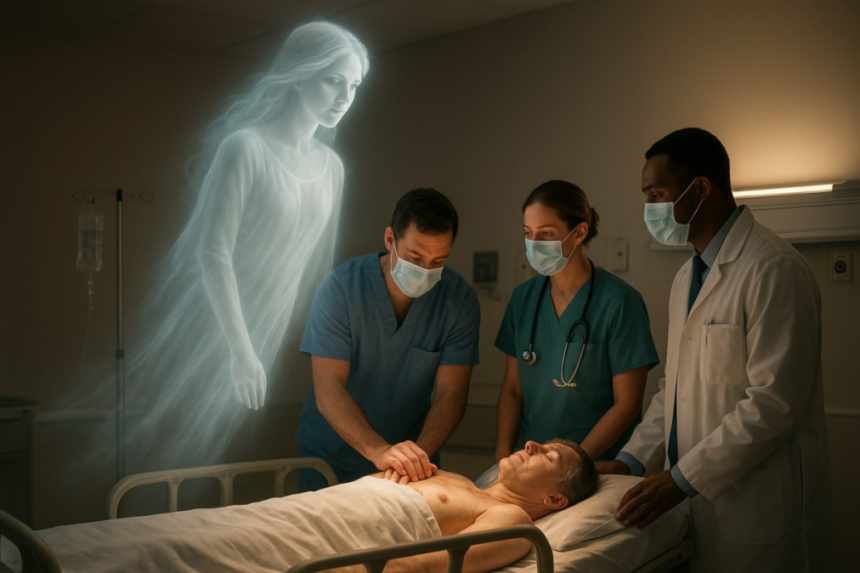 Out-of-body experience over bed