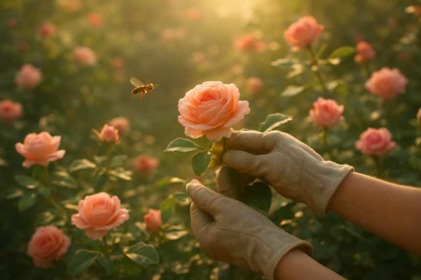Bee sting garden scene