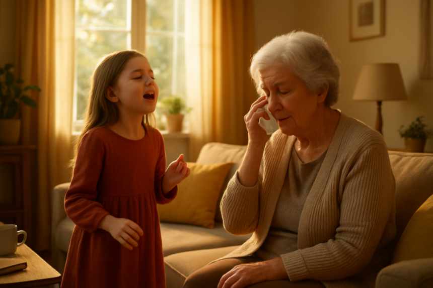 Granddaughter singing moment