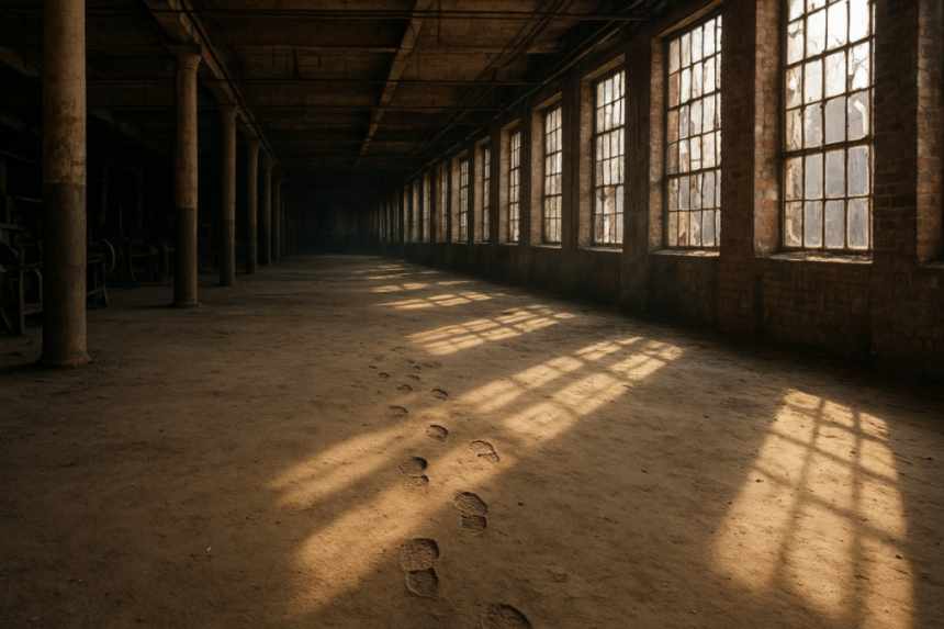 Dusty mill floor footprints
