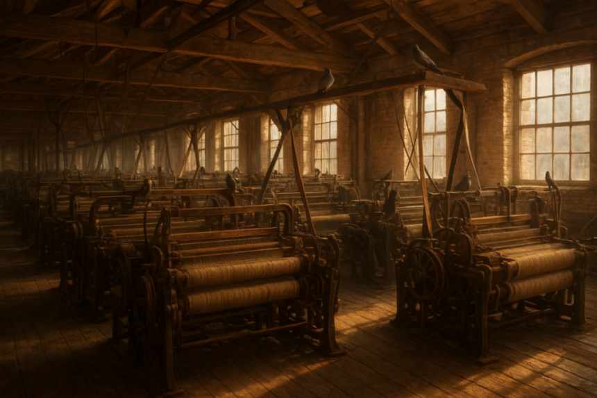 Rusted looms inside dye works