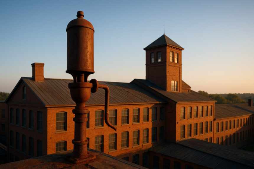 Old mill rooftop steam whistle